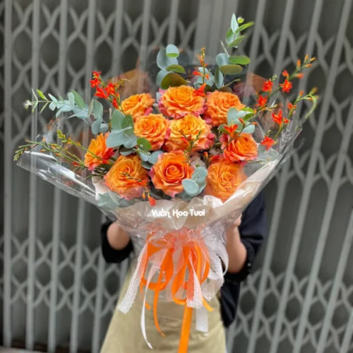 Bó Hoa Sinh Nhật Hồng Spirit Hiện Đại