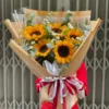 Bó Hoa Hướng Dương Tốt Nghiệp Lá Bạc 5 Bông hoa hướng dương làm hoa sinh nhật tặng nam