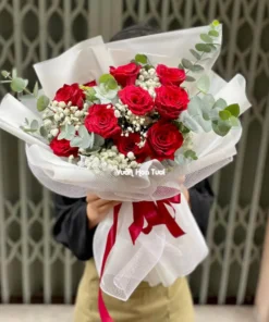 bó hoa hồng sinh nhật đỏ ngọt ngào