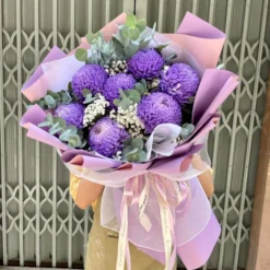 Bó Hoa Sinh Nhật Cúc Mẫu Đơn Tím Say Mê