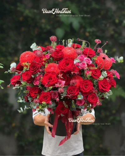 Lẵng Hoa mừng Khai Trương Hồng Đỏ Lẵng Hoa mừng Khai Trương Hồng Đỏ