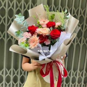 Bó Hoa Hồng Đỏ Sinh Nhật Ngây Ngất