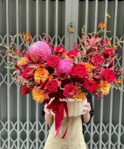 Giỏ Hoa Cúc Mẫu Đơn Đỏ 01 Ngày Tuyệt Vời