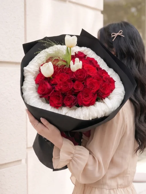 Red Rose Tulip Love Black