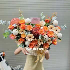Hoa Sinh Nhật Giỏ Hoa Tặng Sếp Nam