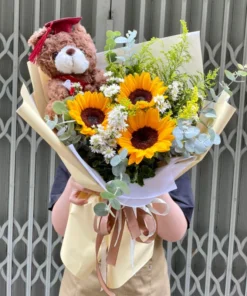 Bó hoa hướng dương tốt nghiệp Gấu Bông Cao Cấp