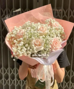 Hoa Sinh Nhật Bó Hoa Sinh Nhật Baby Hồng Kem