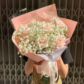 Hoa Sinh Nhật Bó Hoa Sinh Nhật Baby Hồng Kem