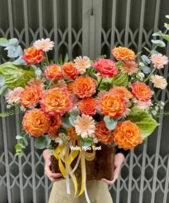 Lẵng Hoa Sinh Nhật Gỗ Sang Trọng