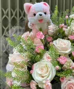 Bó hoa sinh nhật đẹp Cún Hồng Kem 1