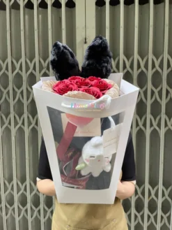 Bó Hoa Hồng Sáp Kèm Gấu Yêu Thương 6