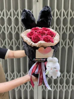 Bó Hoa Hồng Sáp Kèm Gấu Yêu Thương