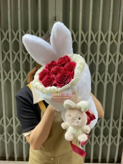 Bó Hoa Hồng Sáp Kèm Gấu Nhớ Yêu 1