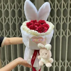 Bó Hoa Hồng Sáp Kèm Gấu Nhớ Yêu