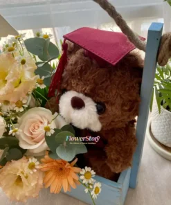 mẫu giỏ hoa tươi gấu bông tốt nghiệp xinh đẹp