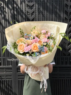 Bó Hoa Hồng Cam Sắc Hương Korean Flower Phù Hợp Tặng Sinh Nhật