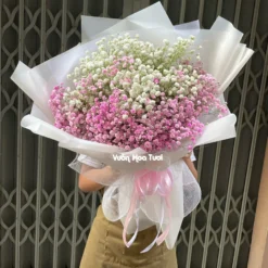 Mẫu Bó Hoa Baby White 2 Pink