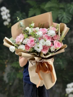 Bó Hoa Pink Ohara White