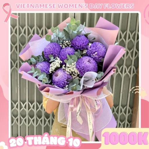 Bó Hoa 20 Tháng 10 HappyWoman Cúc Mẫu Đơn Tím