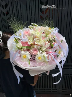 Bó Hoa Lily Tulip White Pink Pastel Blossom Co