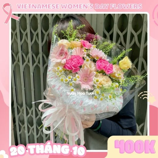 Bó Hoa 20 Tháng 10 HappyWoman GardenPink