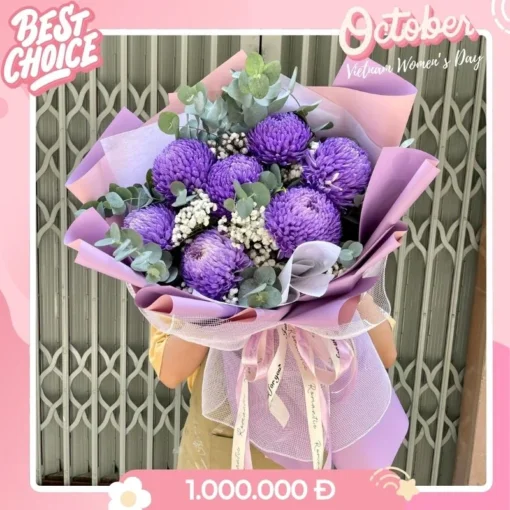 Bó Hoa 20 Tháng 10 HappyWoman Cúc Mẫu Đơn Tím