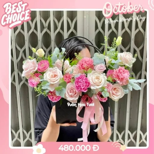 Giỏ Hoa 20 Tháng 10 Rose Moment