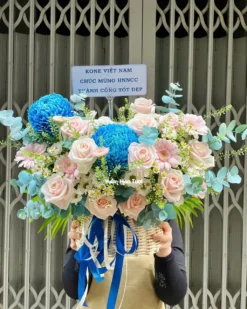 Giỏ Hoa Khai Trương Pink Blue Sky