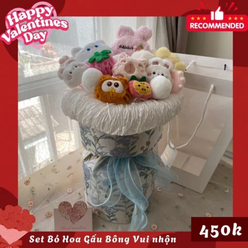 Set Quà Valentine Bó Hoa Gấu Bông Tình Không Phai