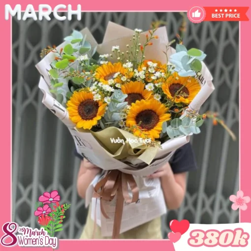 Bó Hoa 8 Tháng 3 Hướng Dương Tỏa Nắng Yêu Thương