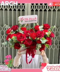 Giỏ Hoa 8 Tháng 3 Hồng Đỏ Say Đắm