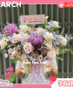 Giỏ Hoa 8 Tháng 3 Vui Tươi Tặng Phái Đẹp
