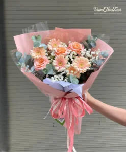 Bó Hoa Hồng Cẩm Chướng Pastel