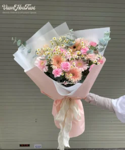 Bó Hoa Đồng Tiền Xinh Kiss Gerbera