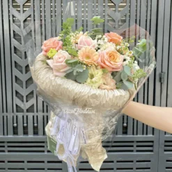 Bó Hoa Hồng Cam Mây Gió Đáng Yêu