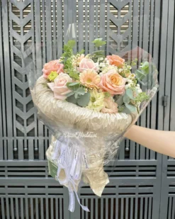 Bó Hoa Hồng Cam Mây Gió Đáng Yêu