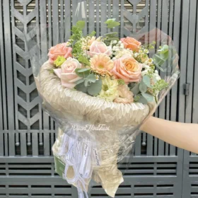 Bó Hoa Hồng Cam Mây Gió Đáng Yêu