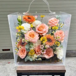 Hộp Hoa Mica Hồng Shimmer Dịu Dàng