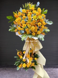 Kệ Hoa Khai Trương Hồng Vàng Hạnh Phúc Phồn Vinh