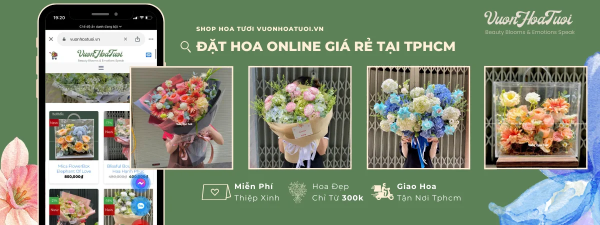 Shop Hoa Tươi Quận 10 Vuonhoatuoi Giao Nhanh Miễn Phí, Mẫu Đẹp Banner Shop hoa tươi quận 10