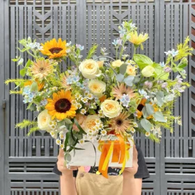 Giỏ Hoa khai Trương Hồng Victorian Mãi Phát