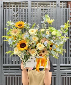 Giỏ Hoa khai Trương Hồng Victorian Mãi Phát