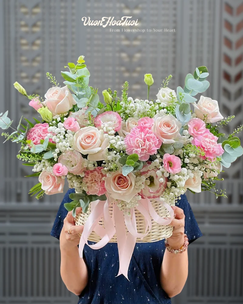 Giỏ Hoa Chúc Mừng Sweety Rosa