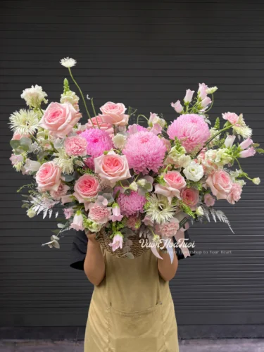 Giỏ Hoa Cúc Mẫu ĐƠn Pink Pastel