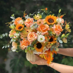 Giỏ Hoa Hướng Dương Trầm Ấm Sang Trọng Tặng Khai Trương, Sinh Nhật