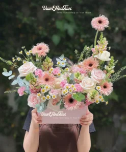 Giỏ Hoa Tươi Pink Serenity