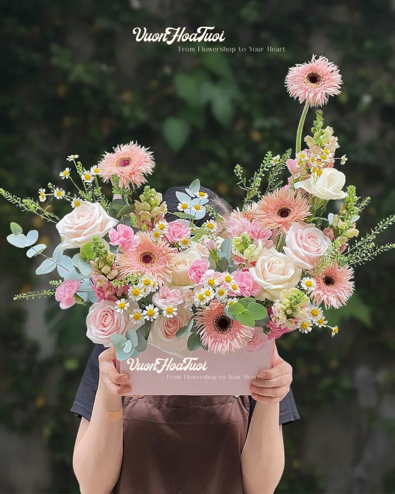 Giỏ Hoa Tươi Pink Serenity