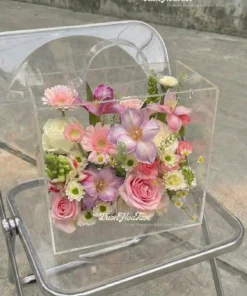 Hộp Hoa Mica Sắc Hồng Tím Êm Ái