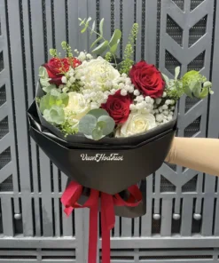 Bó Hoa Hồng Đỏ RedRose White Loving
