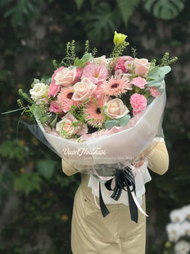 Bó Hoa Hồng Pastel Tặng Sinh Nhật Soft Serenity